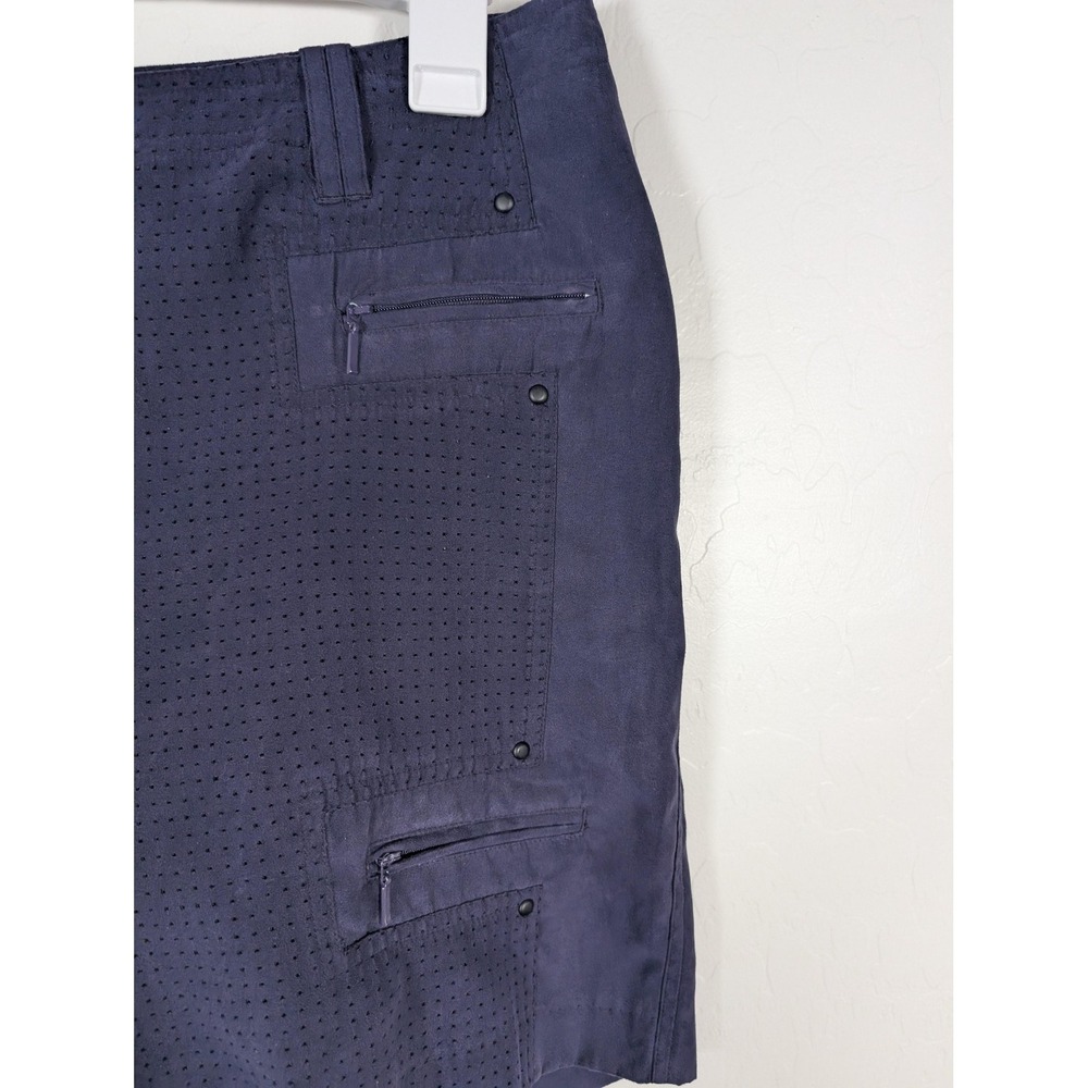 Jamie Sadock Shorts Womens 10 Faux Suede Navy Blue Zip Pocket Golf Activewear - Picture 4 of 11